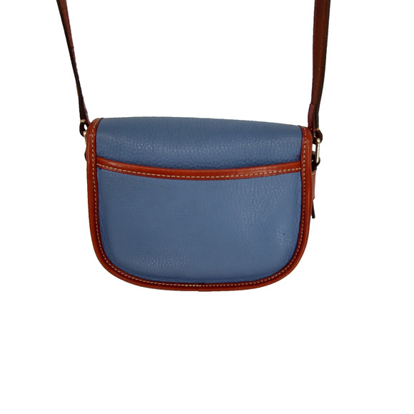 Dooney & Bourke Blue Pebble Grain Hallie Bag Crossbody Flap Close Adjust Strap - Picture 2 of 16